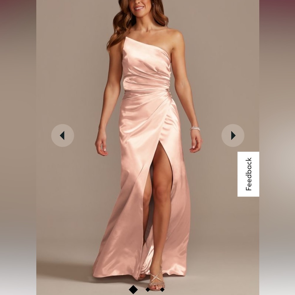 Galina Signature charmeuse draped one-shoulder bridesmaid dress